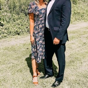 Madewell Navy and Floral midi Dress